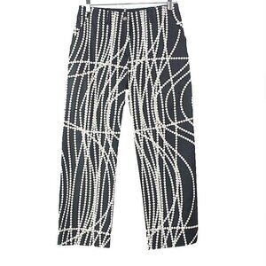 James Lakeland Sz 6 x 25 Black Cream Pearl Print Back Flap Pocket Capri Pant